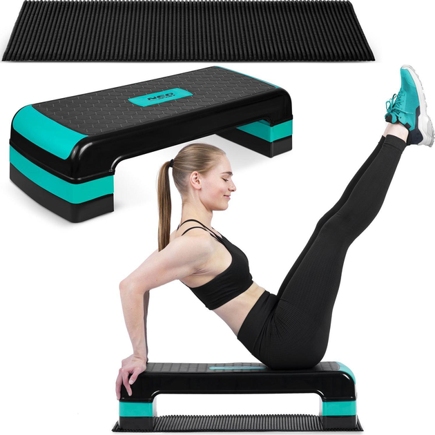 Степ платформа для тренувань Neo Sport 3 ступінчаста ns 402 бірюзова (5903890606091) - зображення 7