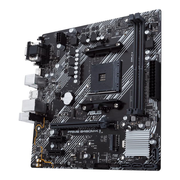 Материнська плата ASUS PRIME B450M-K II, AM4, DDR4, HDMI, DVI-D, VGA, microATX - зображення 2