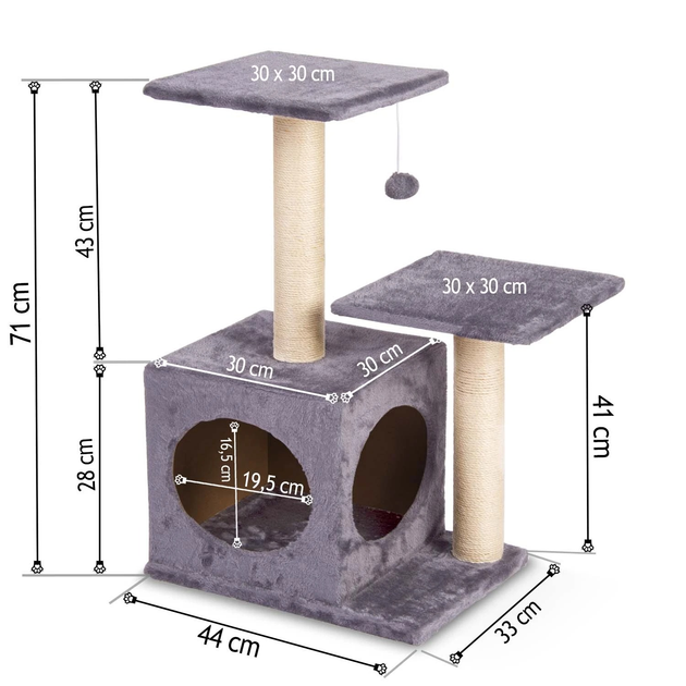 Drapak dla kota Pethaus 71 cm z myszką szary DR-263 (5903890601324) - obraz 4