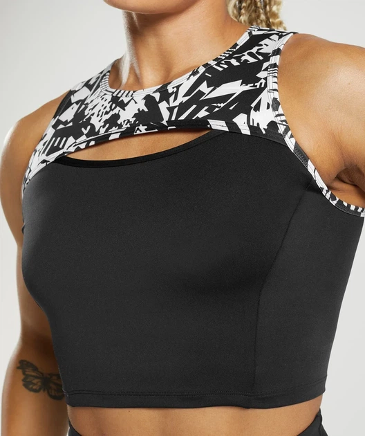 Спортивный топ Gymshark GS Power Crop Tank Body Fit Black/White М - изображение 2