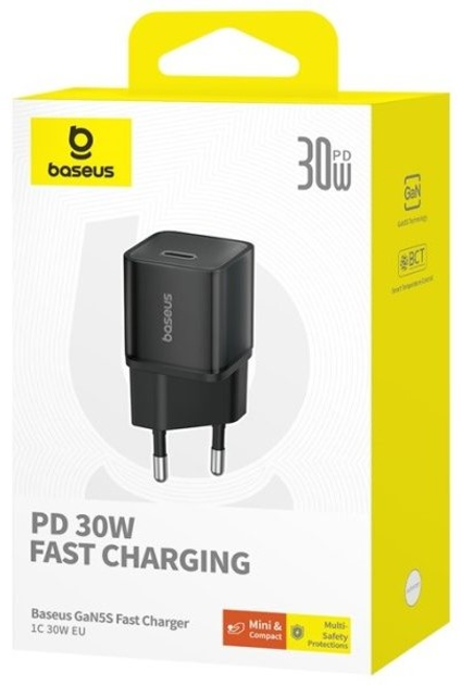 Зарядний пристрій Baseus GaN5S Fast Charger 1C 30W USB-C Black (P10162504113-00) - зображення 6