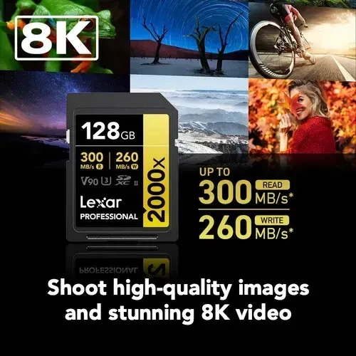 Карта памяти Lexar SDXC 128GB Professional 2000x UHS-II U3 ( 260/300 MB/s ) (LSD2000128G-BNNNG) - Фото 3 Карта памяти Lexar SDXC 128GB Professional 2000x UHS-II U3 ( 260/300 MB/s ) (LSD2000128G-BNNNG) - изображение 3