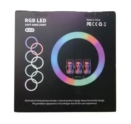 Кольцевая LED лампа RGB MJ18 45см 3 крепления + пульт и сумка, Лампа-кольцо для фото - изображение 3