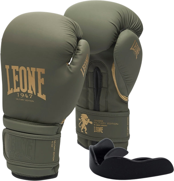 Боксерские перчатки Leone GN059G 16 унций Military Edition Green (капа в комплекте) (GN059G_Green_16oz) - Фото 1 Боксерские перчатки Leone GN059G 16 унций Military Edition Green (капа в комплекте) (GN059G_Green_16oz) - изображение 1