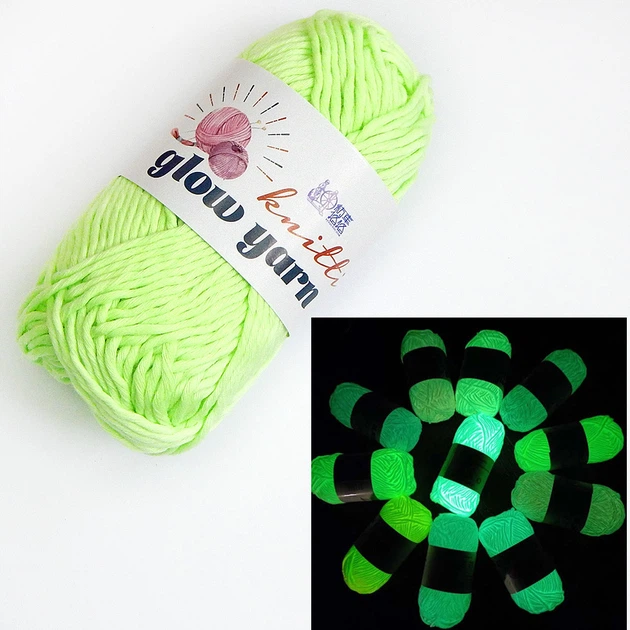 Пряжа флуоресцентная светящаяся в темноме GlowYarn 2 мм салатовый - Фото 1 Пряжа флуоресцентная светящаяся в темноме GlowYarn 2 мм салатовый - изображение 1