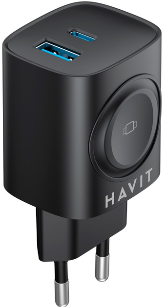 Зарядний пристрій Havit HV-UC132 22W USB-A+USB-C+Watch Charger Black (UC132 EU) - зображення 1