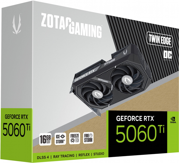 Karta graficzna Zotac PCI-Ex GeForce RTX 5060 Ti GAMING Twin Edge OC 16GB GDDR7 (128bit) (2602/28000) (HDMI, 3 x DisplayPort) (ZT-B50620H-10M) - obraz 7