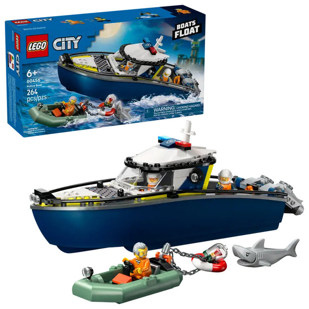 Zestaw klocków LEGO City Pościg łodzią policyjną 264 elementy (60456) - obraz 2