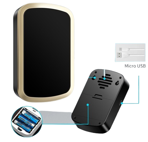 Набір бездротового дверного дзвінка з приймачем від батарейок і Micro usb Black - зображення 7