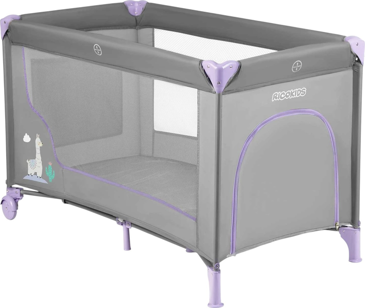Дорожнє ліжечко RICOKIDS 125 x 65 x 78 см RK-240 Grey-Lavender (724011) (5903890605186) - зображення 1