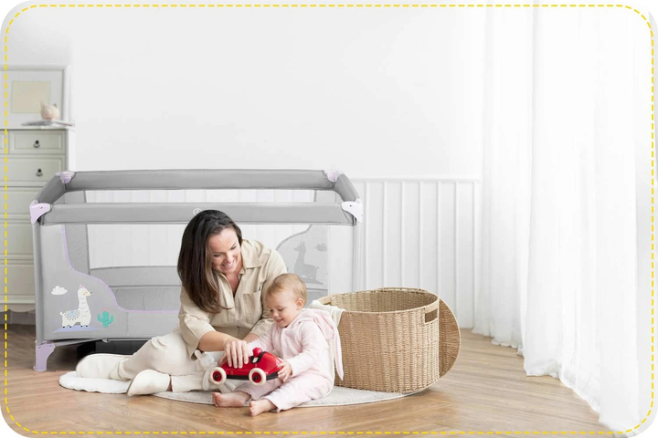 Дорожнє ліжечко RICOKIDS 125 x 65 x 78 см RK-240 Grey-Lavender (724011) (5903890605186) - зображення 8