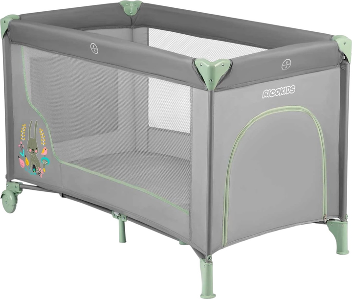 Дорожнє ліжечко RICOKIDS 125 x 65 x 78 см RK-240 Grey-Mint (724010) (5903890605179) - зображення 1