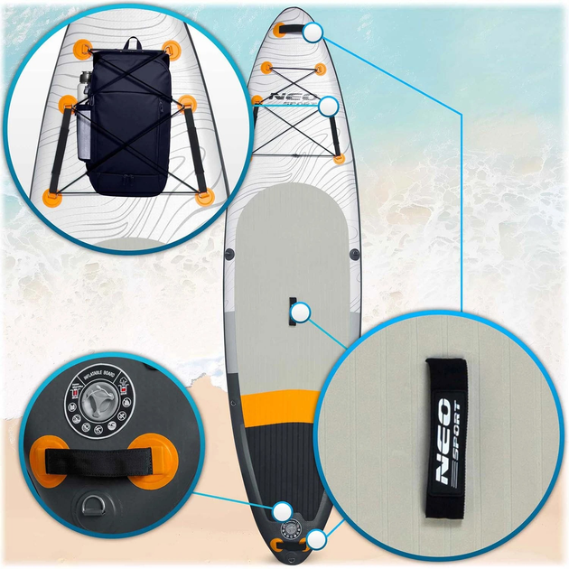 Nadmuchiwana deska SUP Neo Sport 320 x 84 x 15 cm z wiosłem, pompką i torbą do przechowywania 170201 (5903890626907) - obraz 4