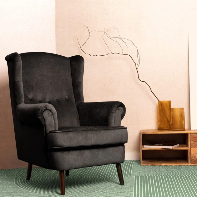 Fotel tapicerowany Homla FOSSBY 86 x 85 x 108 cm Black (5904183844848) - obraz 5