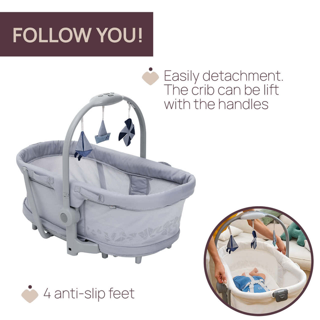 Дитяче ліжечко багатофункціональне Chicco Baby Hug Pro 5 в 1 Сіре (8058664173259) - зображення 7