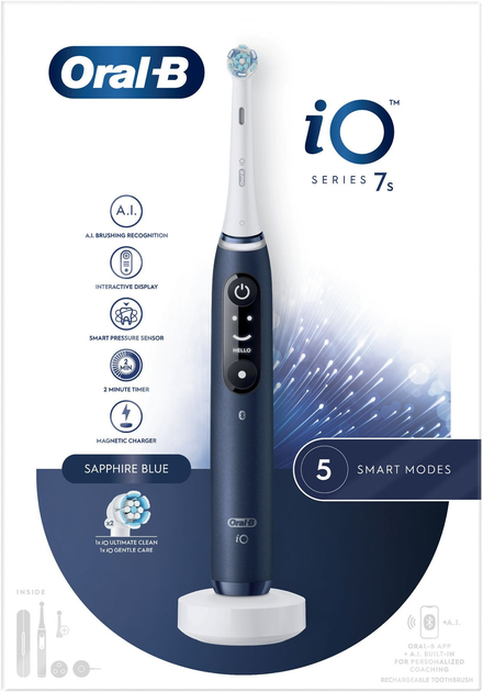 Elektryczna szczoteczka do zębów Oral-B iO Series 7S Niebieska + Brush Head + TC (613115) - obraz 3