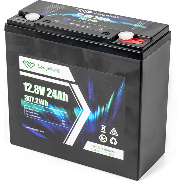Батарея LiFePo4 Longttech LiFePO4 12.8V - 24Ah (LAR1224-LT20-R32) - изображение 6