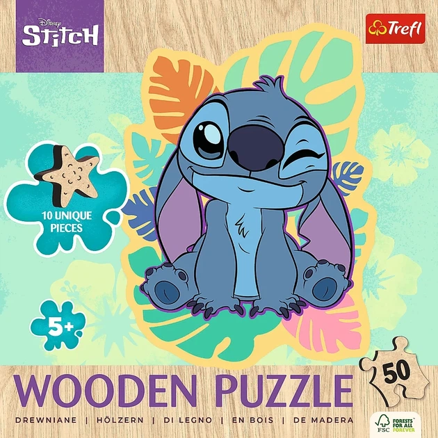 Пазл Trefl Wooden Lilo & Stitch Щасливий Стіч 50 елементів 20281 (5900511202816) - зображення 2