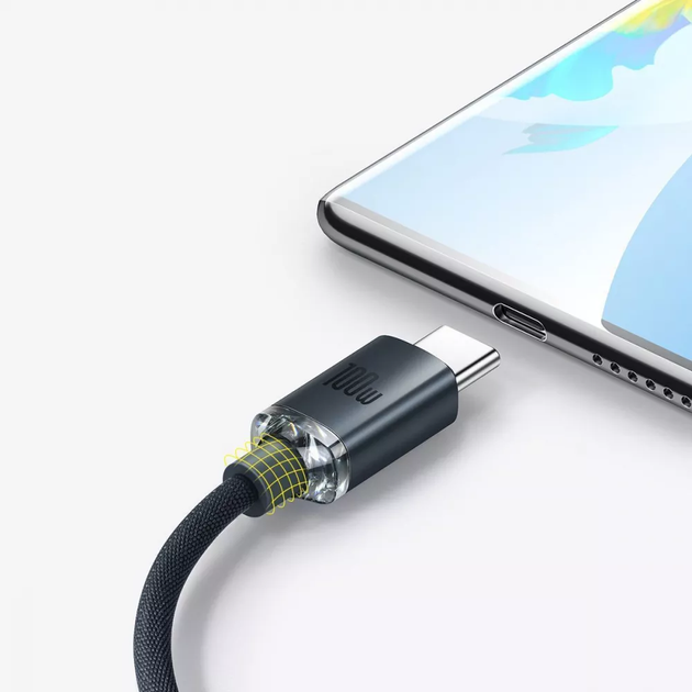 Кабель Baseus Crystal Shine Series Fast Charging Type-C 100W 1.2m синій CAJY000403 - изображение 3