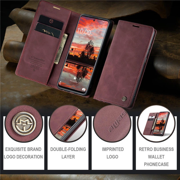 Чехол-книжка CaseMe из нубука для Samsung A33 Бордовый - Фото 6 Чехол-книжка CaseMe из нубука для Samsung A33 Бордовый - изображение 6