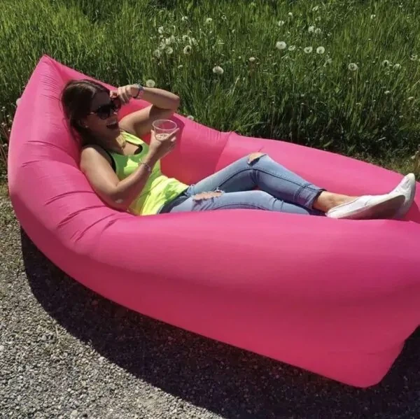 Надувной матрас (180х70 см) AIR SOFA CLOUD, Розовый / Шезлонг надувной / Ламзак - изображение 6