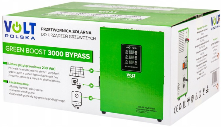 Inwerter słoneczny do podgrzewania wody Volt Polska Green Boost mppt 3000 bypass 120 - 350 VDC (3SR3000005) - obraz 7
