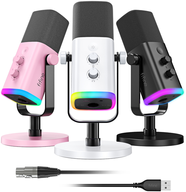 Mikrofon dynamiczny Fifine AM8W USB/XLR White (4820216974423) - obraz 4