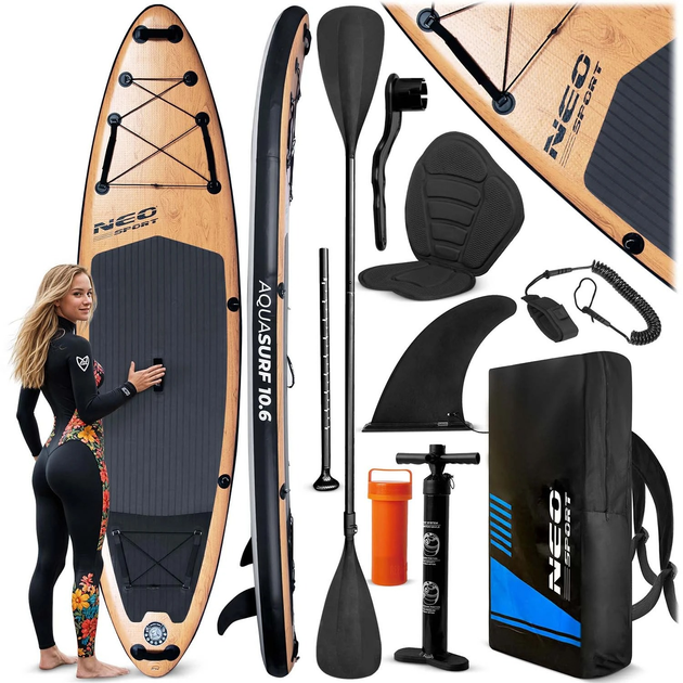 Надувна SUP дошка Neo Sport 320 x 84 x 15 см з веслом, насосом і сумкою для зберігання 170202 (5903890626914) - зображення 9