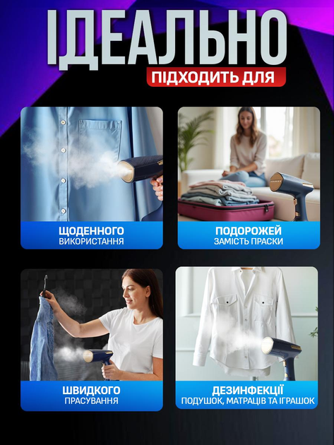 Відпарювач одягу штор постелі потужний 2000W відпарювач ручний - зображення 2
