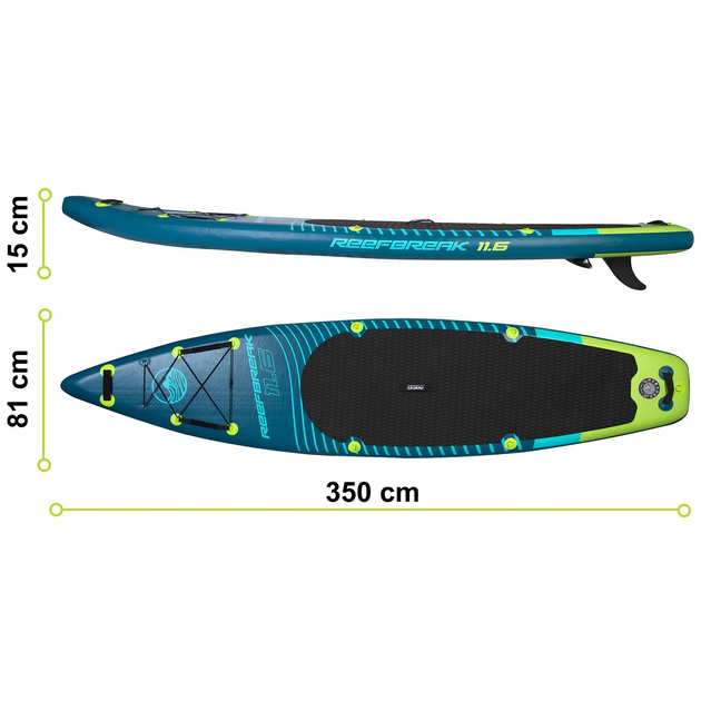 Надувна SUP дошка Neo Sport Reefbreak 350 x 81 x 15 см з веслом, насосом і сумкою для зберігання 170300 (5903890626945) - зображення 6