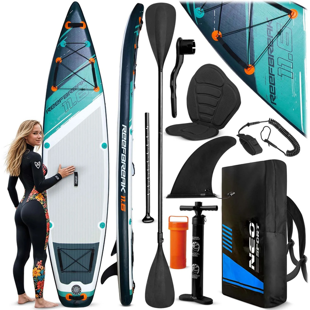 Nadmuchiwana deska SUP Neo Sport Reefbreak 350 x 81 x 15 cm z wiosłem, pompką i torbą do przechowywania 170302 (5903890626969) - obraz 9