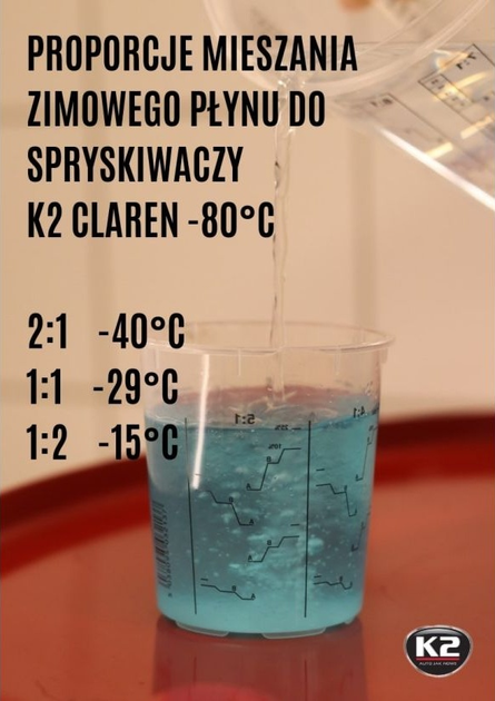 Zimowy płyn do spryskiwaczy K2 Claren Windshield Washer -80°C 1 litr (5906534000415) - obraz 4