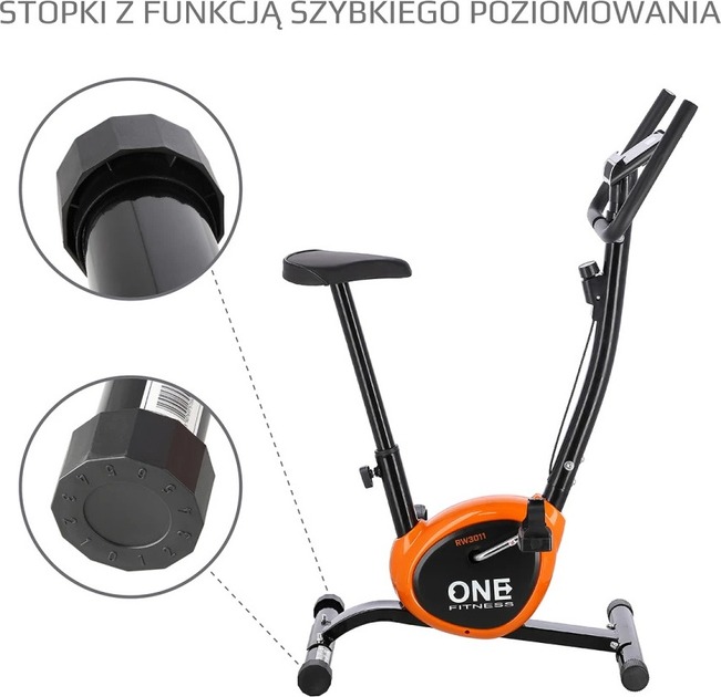 Rower treningowy One Fitness RW3011 mechaniczny Czarno-pomarańczowy (5907695575606) - obraz 16