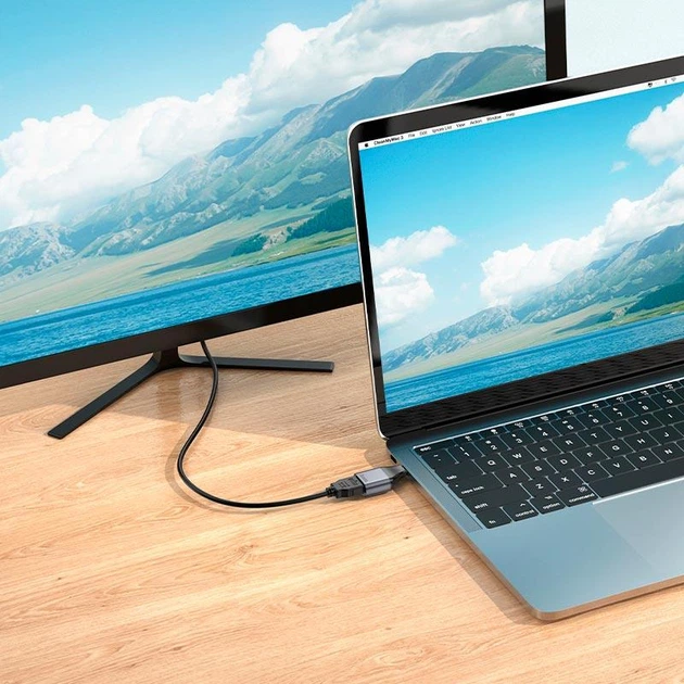 Адаптер Hoco UA33 з Type-C на HDMI, сірий - Фото 6 Адаптер Hoco UA33 з Type-C на HDMI, сірий - зображення 6