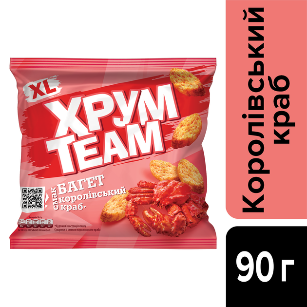 Упаковка сухариков ХрумTeam Багет со вкусом королевского краба 90 г x 24 шт (2.16 кг) (4823063129756) - Фото 4 Упаковка сухариков ХрумTeam Багет со вкусом королевского краба 90 г x 24 шт (2.16 кг) (4823063129756) - изображение 4
