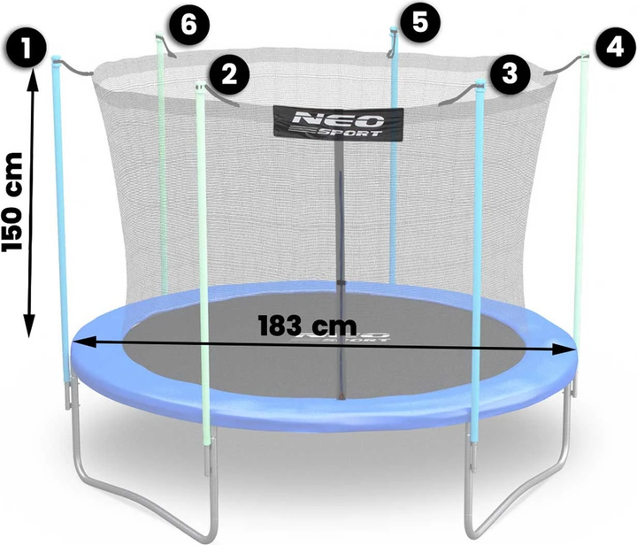 Wewnętrzna siatka do trampoliny Neo Sport 183 cm (5903890600082) - obraz 3