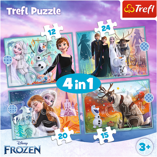Пазлы 4 in 1 Trefl Frozen Удивительный мир Ледяного сердца 12+15+20+24 элемента (5900511343816) - изображение 6
