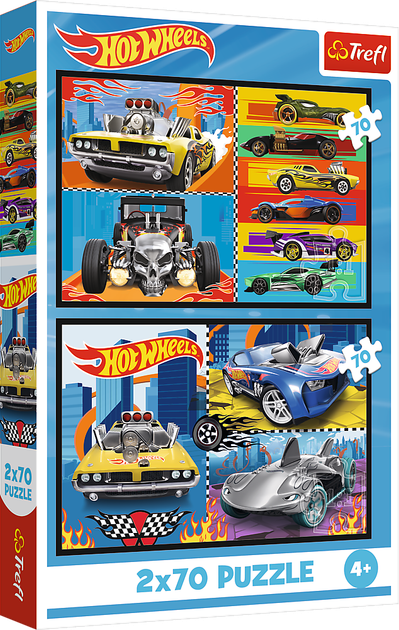 Пазлы Trefl Hot Wheels Игрушечные машинки 2х70 элементов (5900511344424) - Фото 1 Пазлы Trefl Hot Wheels Игрушечные машинки 2х70 элементов (5900511344424) - изображение 1