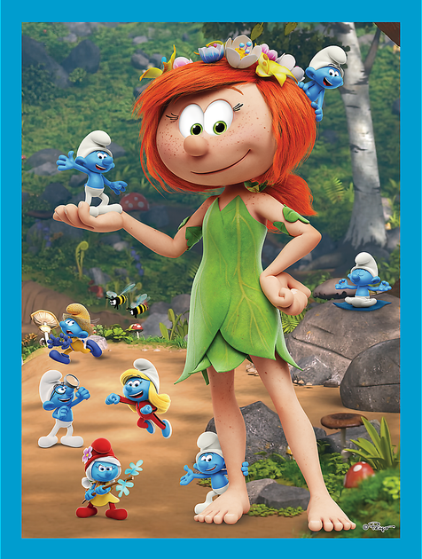 Пазли 2в1 Trefl The Smurfs Смурфикам весело 30+48 елементів + игра Memos 24 детали 93656 (5900511936568) - зображення 3
