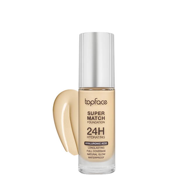 Тональний крем topface Super Match 24H Foundation водостійкий PT475 , 002 Light Beige/Світлий бежевий - зображення 5