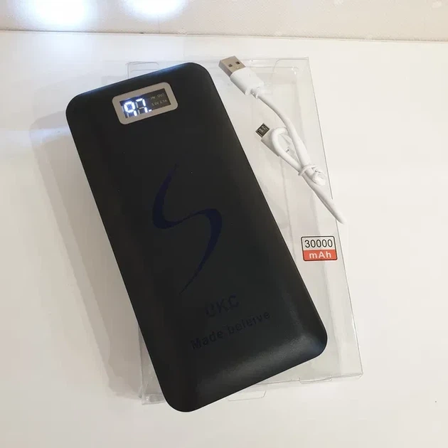 Портативный Power Bank UKC 30000 mAh зарядное устройство с LCD экраном Черный 2176 - изображение 4