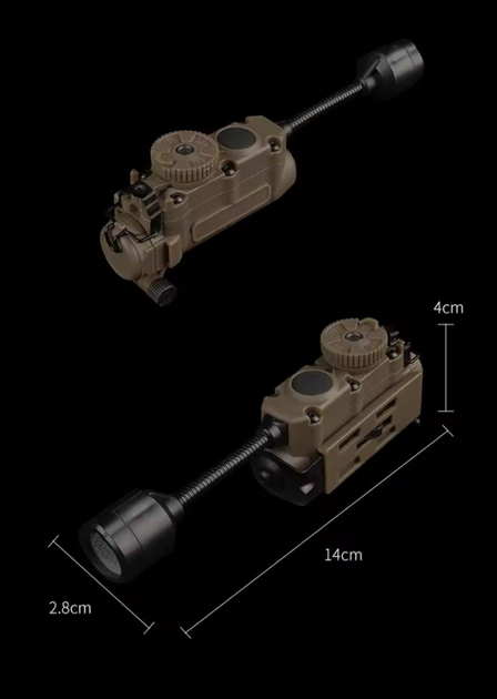 Тактичний армійський Ліхтарик на шолом Sidewinder Stalk із кріпленням на каску + акумуляторна батарея CR123A койот - зображення 10