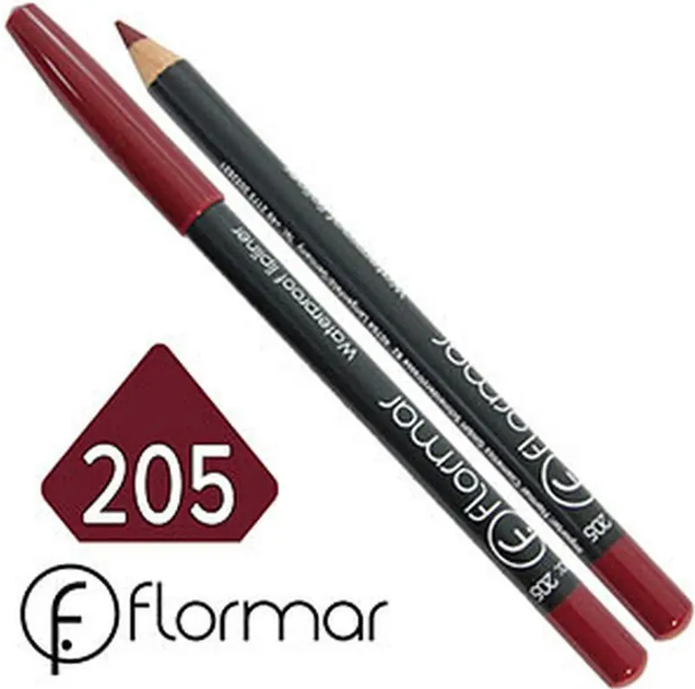 Карандаш для губ водостойкий Flormar Waterpoof Lipliner № 205 Elegant Bordeaux (Элегантный бордо) - изображение 2