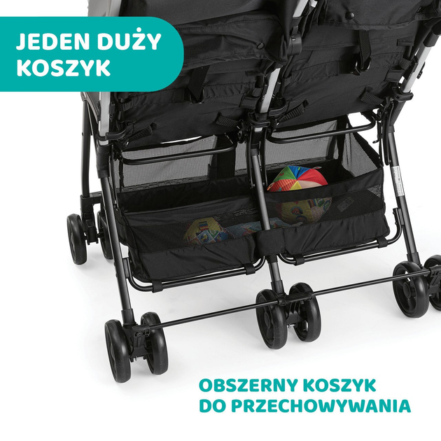 Прогулянкова коляска двомісна для близнюків Chicco OHlala Twin Black Night Чорна (8058664125456) - зображення 9