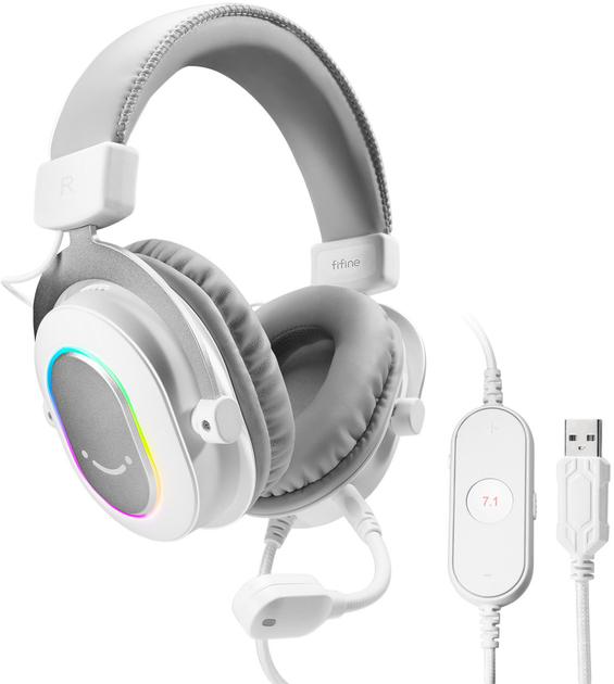 Słuchawki Fifine H6W AmpliGame RGB 7.1 White (4820216972450) - obraz 3