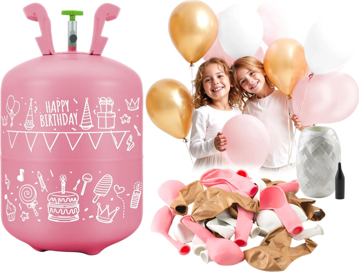 Butla z helem Ricokids 0.2 m³ z balonami i wstążką Pink (5903890626457) - obraz 3