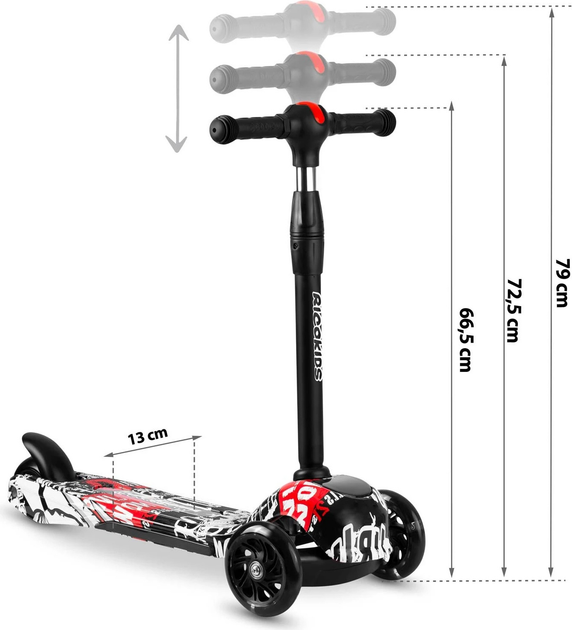 Самокат дитячий RICOKIDS Piko триколісний Black-Red (5903890605360) - зображення 6