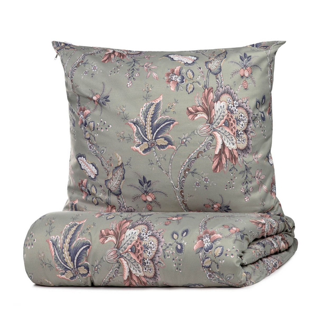 Komplet pościeli Homla Claras King Size mikrofibra w liście i kwiaty Szary 200 x 220 cm (5902869997918) - obraz 2