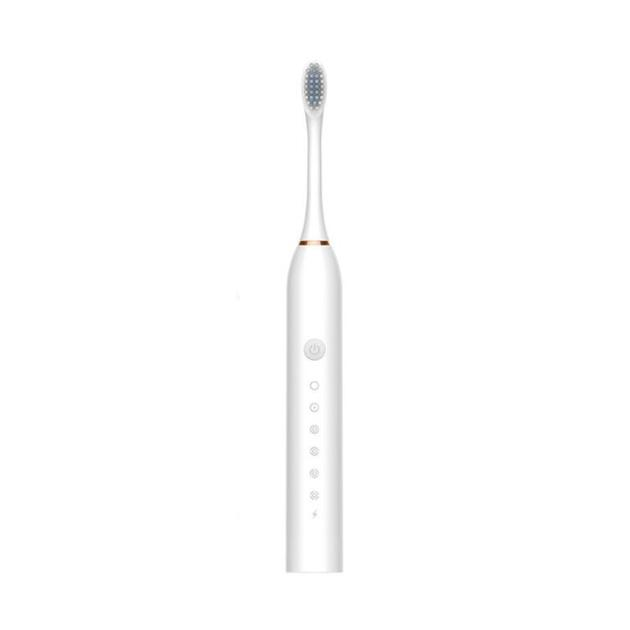 Чорна Електрична зубна щітка Sonic Toothbrush Х-3 ультразвукова акумуляторна 4 змінні насадки в комплекті - зображення 4