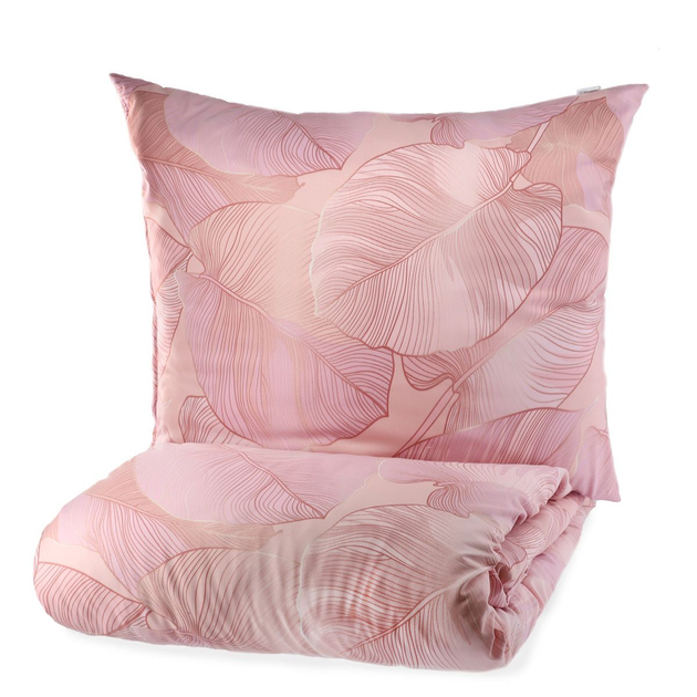 Komplet pościeli Homla Gallo King Size mikrofibra w liście Różowy 200 x 220 cm (5904183811758) - obraz 2